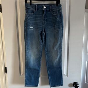 White House Black Market Distressed Blue Cropped Jeans